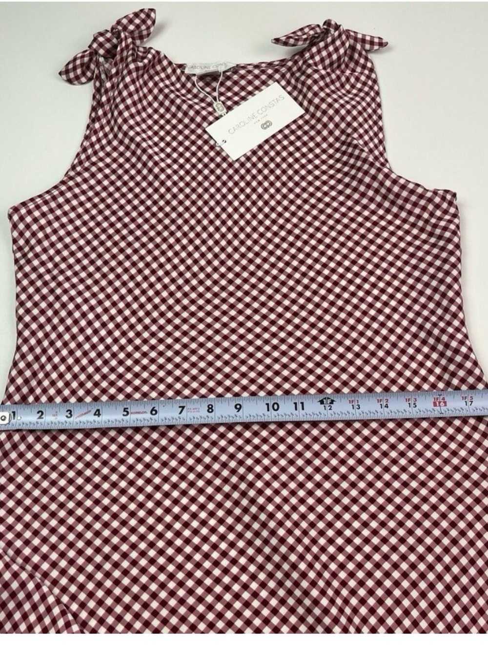 Caroline Constas Rose and White Gingham Tie-Shoulder Maxi Dress - Picture 4 of 9